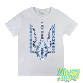 Прикольные футболки: Герб Вышиванка 02 Белая